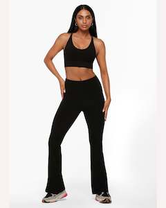 Pants: Lorna Jane Lotus Flared Full Length Leggings - Black