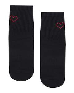 Underwear: Move Active Crew Non Slip Grip Socks - Lovestruck Black