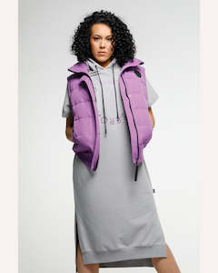 Skirts: Rose Road Cruz Dress - Pewter with Cyber Purple/Violet Circular Embroidery