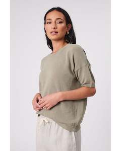 Outerwear: Marlow Eden Knit Tee - Light Kelp