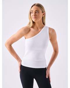 Dharma Bums: Dharma Bums Asymmetric Organic Cotton Rib Tank - White