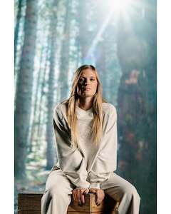 Rose Road: Rose Road Sloppy Joe Crew - Sandstone Marle with Debossed Rose