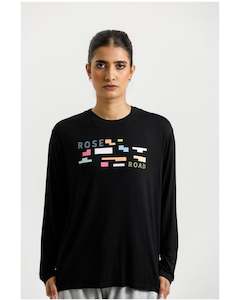 Rose Road: Rose Road Long Sleeve Topher Tee - Black with Meta Block Chaos