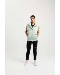 Rose Road: Rose Road Dawn Puffer Vest - Seafoam