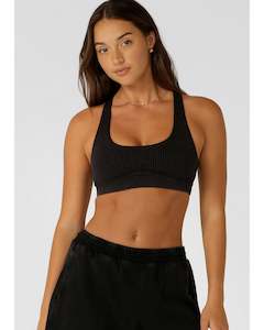 Tops: Lorna Jane Never Better Washed Seamless Sports Bra - Washed Black