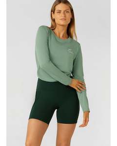 Hoodies Crews: Lorna Jane Lotus Long Sleeve Top - Green Juice