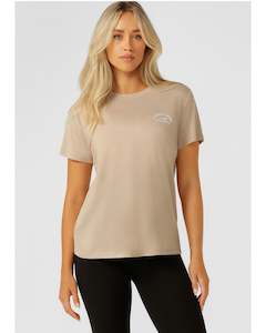 Tee Shirts: Lorna Jane Lotus T Shirt - Oxford Tan