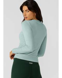 Sale: Lorna Jane Easy Adjust Long Sleeve Rib Top - Sea Mist