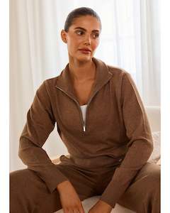 Abi & Joseph Cosy Up 1/4 Zip Knit - Chai