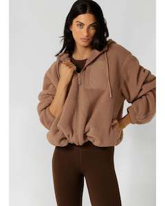 Lorna Jane Teddy Zip Through Hoodie - Walnut