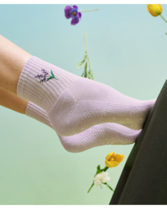 Move Active Crew Non Slip Grip Socks - Lavender Haze