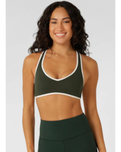 Tops: Lorna Jane Retro Sport All Day Sports Bra - Fig Green
