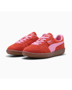 Footwear: Puma Palermo Leather Sneaker - Fierce Red/Poison Pink