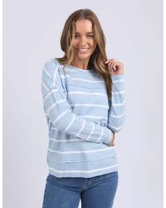 Foxwood Jayne Stripe Throw On Top - Sky Blue/White Stripe