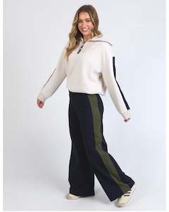 Pants: Foxwood Juno Pant - Navy with Green Stripe