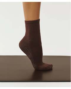Move Active Crew Non Slip Grip Socks - Espresso