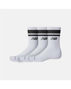 New Balance Everyday Mid Calf 3 pk Socks - White/Black