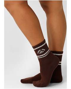 Underwear: Lorna Jane Lotus Crew Socks - Truffle & Porcelain