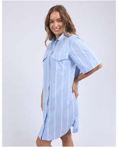 Foxwood Holiday Shirt Dress - Blue/White Stripe