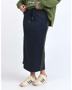 Skirts: Foxwood Juno Skirt - Navy with Green Stripe