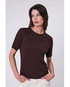 New: Marlow Wisp Knit Tee - Carob