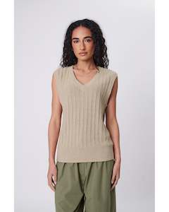 Outerwear: Marlow Evergreen Knit Vest - Oat