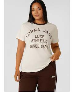 Lorna Jane Lotus Heritage Ringer T-Shirt - Porcelain