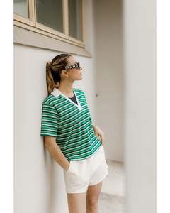 Hoodies Crews: Rose Road Relax Polo - Kelly Stripes