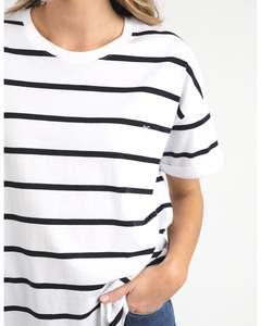 Elm Halli Short Sleeve Tee - White/Navy Stripe