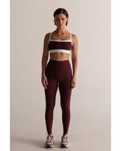 Bottoms: Hyperluxe Shape Full Length Legging - Burgundy