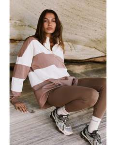 Hyperluxe Rugby Polo Shirt - Caribou/White