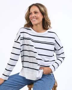 Foxwood Jayne Stripe Throw On Top - White/Navy Stripe