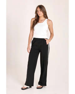 Pants: Feather + Noise Noah Wide Pant - Black Stripe