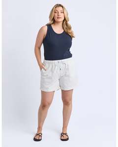 Shorts: Elm Atlas Denim Shorts - Vintage White