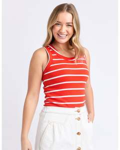 Foxwood Iris Tank - Tangelo & White Stripe