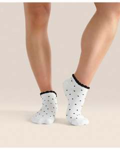 Move Active Classic Low Rise Grip Socks - White  Polka Ruffle