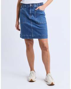 Skirts: Elm Atlas Denim Skirt - Dark Blue