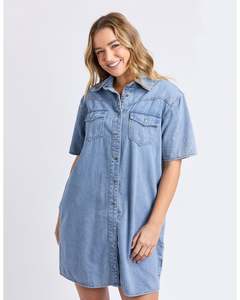 Skirts: Foxwood Sorcha Denim Dress - Light Blue