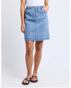 Skirts: Elm Birdie Denim Skirt - Light Blue Wash