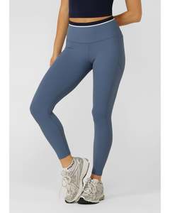 Bottoms: Lorna Jane Baseline Rib Ankle Biter Leggings - Misty Blue