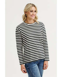 Home Lee Chris Long Sleeve Tee - Black and White Stripes