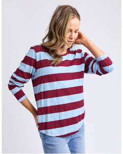 Elm Spritz Long Sleeve - Plum/Light Blue Stripe