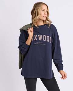 Foxwood Interval Long Sleeve Tee -Navy with Brown