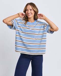 Foxwood Nika Stripe Short Sleeve  Tee- Blue
