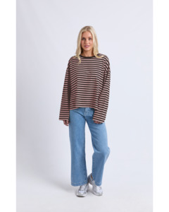 Foxwood Lola Stripe Long Sleeve - Coffee
