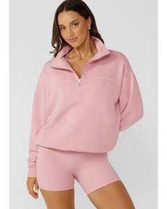 Lorna Jane Streamline Quarter Zip Sweat - Dusty Rose