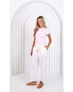 Pants: Monaco Jeans Charlie Barrel Pant - White