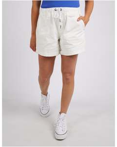 Shorts: Elm Emma Relaxed Denim Short - Vintage White