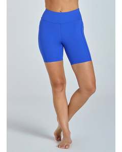 Shorts: Abi & Joseph Run Swim Active Dual Pocket Mid Thigh Short - Bliss Blue