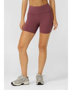 Lorna Jane Amy No Chafe Phone Pocket 14cm Bike Shorts - Dark Rose Blush